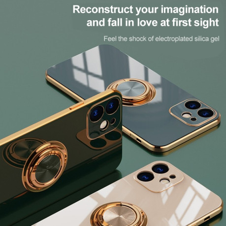Противоударный чехол 6D Electroplating Full Coverage with Magnetic Ring для iPhone XR - черный