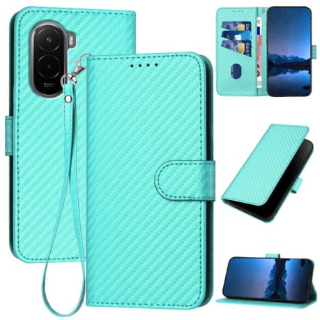 Чехол-книжка Carbon Fiber Texture на Xiaomi Poco M7 4G 169mm - голубой