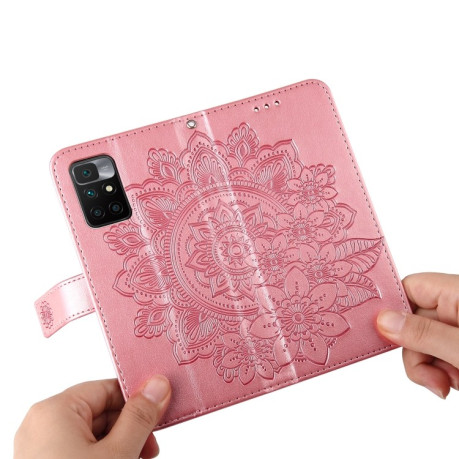 Чехол-книжка 7-petal Flowers Embossing для Xiaomi Redmi 10 - розовое золото