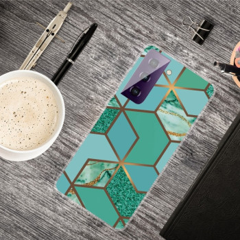 Протиударний чохол Marble Pattern для Samsung Galaxy S21 Plus-Rhombus Green