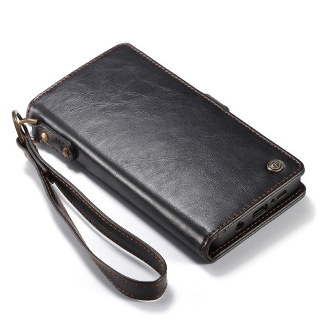 Шкіряний чохол-книжка CaseMe Qin Series Wrist Strap Wallet Style із вбудованим магнітом на Samsung Galaxy S10e-чорний
