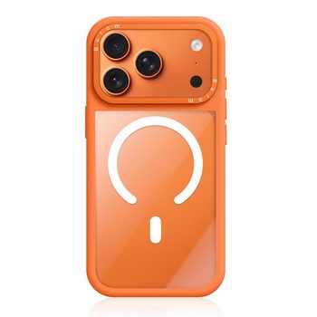 Чохол Escase з силіконовою рамкою, прозорою спинкою і магнітом на iPhone 18 Pro Max — помаранчевий