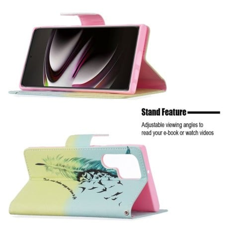 Чехол-книжка Colored Drawing Series на Samsung Galaxy S22 Ultra 5G - Feather