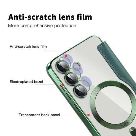 Чохол-книжка Shield MagSafe RFID Anti-theft Leather  для Samsung Galaxy S25+ 5G - зелений