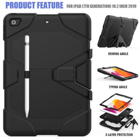 Противоударный чехол Wallet Tablet Case на iPad 9/8/7 10.2 (2019/2020/2021) с держателем для стилуса - черный