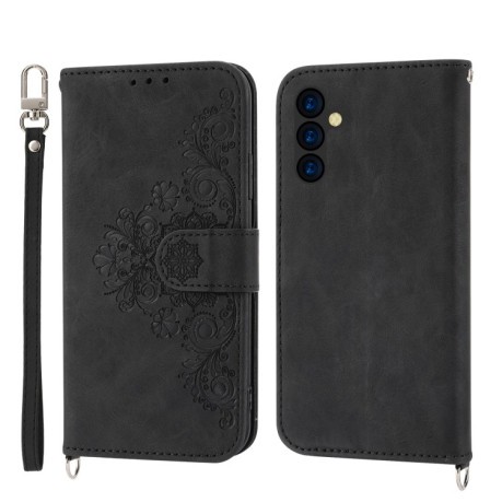 Чохол-книжка Skin-feel Flowers Embossed для Samsung Galaxy A24 4G - чорний