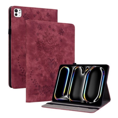 Чохол-книжка Butterfly Rose Embossed Leather на iPad Pro 11 2024 - червоний