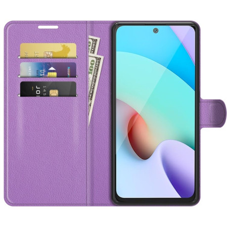 Чохол-книжка Litchi Texture на Xiaomi Redmi 10 - фіолетовий