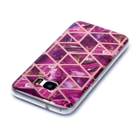 Противоударный чехол Plating Marble для Samsung Galaxy S7 edge - фиолетовый