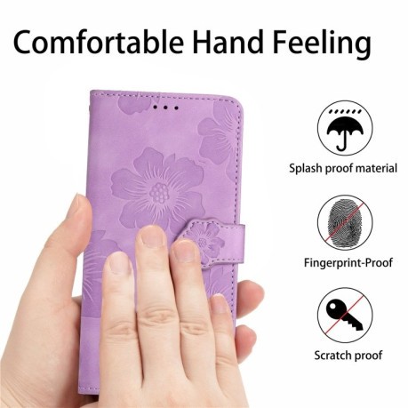 Чохол-книжка Flower Embossing Pattern для Xiaomi Redmi Note 14 4G - фіолетовий