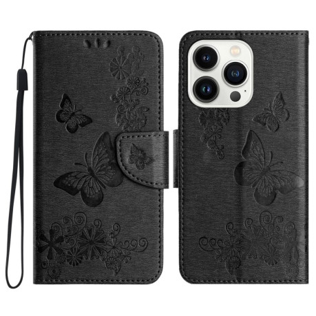 Чохол-книжка Embossed Butterfly для iPhone 16 Pro Max - чорний