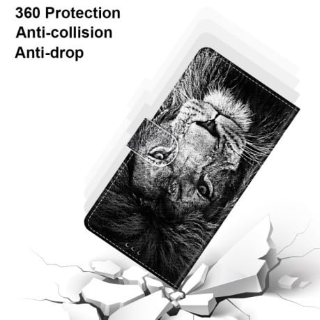 Чехол-книжка Coloured Drawing Cross для Samsung Galaxy S22 Ultra 5G -  Lion Head