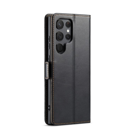 Кожаный чехол-книжка Fierre Shann Genuine leather на Samsung Galaxy S23 Ultra 5G - черный