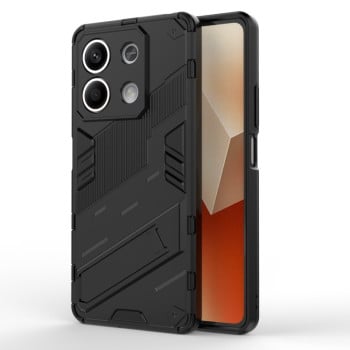 Противоударный чехол Punk Armor с подставкой на Xiaomi Redmi Note 13 - черный