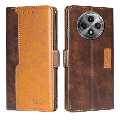 Чохол-книжка Contrast Color для OPPO Reno12 F/12 FS 5G - Dark Brown + Gold