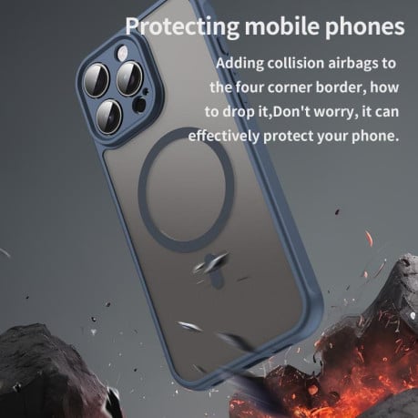 Протиударний чохол Fan Dun Series TPU Hybrid PC Frosted Magsafe для iPhone 16e - синій