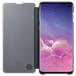 Зеркально-прозрачный черный чехол Clear View на Samsung S10 Plus