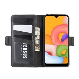 Чохол-книжка Dual-side Magnetic Buckle на Samsung Гелексі A01 - чорний