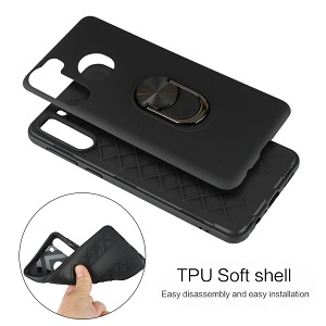 Противоударный чехол-подставка HMC Ring Color на Самсунг Галакси A21- красный