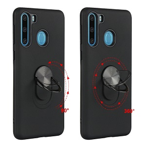 Противоударный чехол-подставка HMC Ring Color на Samsung Galaxy A21- красный