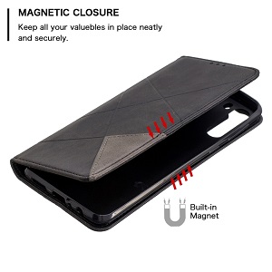 Чехол-книжка Rhombus Texture для Самсунг Галакси A21-черный