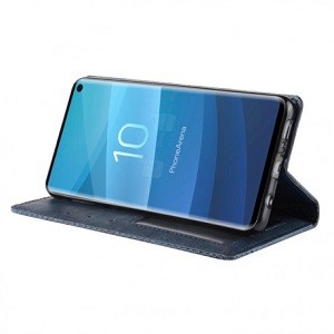 Кожаный чехол- книжка  Retro на Самсунг Гелекси С10/G973-темно-синий
