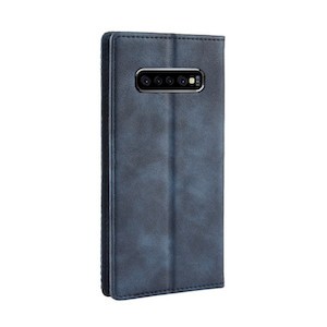 Кожаный Чехол книжка синий на Самсунг С10 плюс