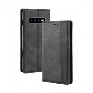 Кожаный чехол- книжка Magnetic Buckle Retro Texture на Samsung Galaxy S10/G973-черный
